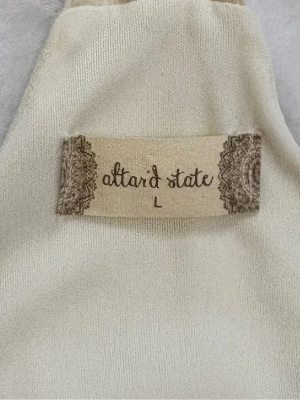 NWT ALTAR’D STATE Cream Cheetah Textured Mini Dress Boho Racerback Women’s Large - Picture 4 of 9